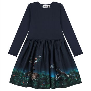 Girls Navy Blue Night Forest Dress