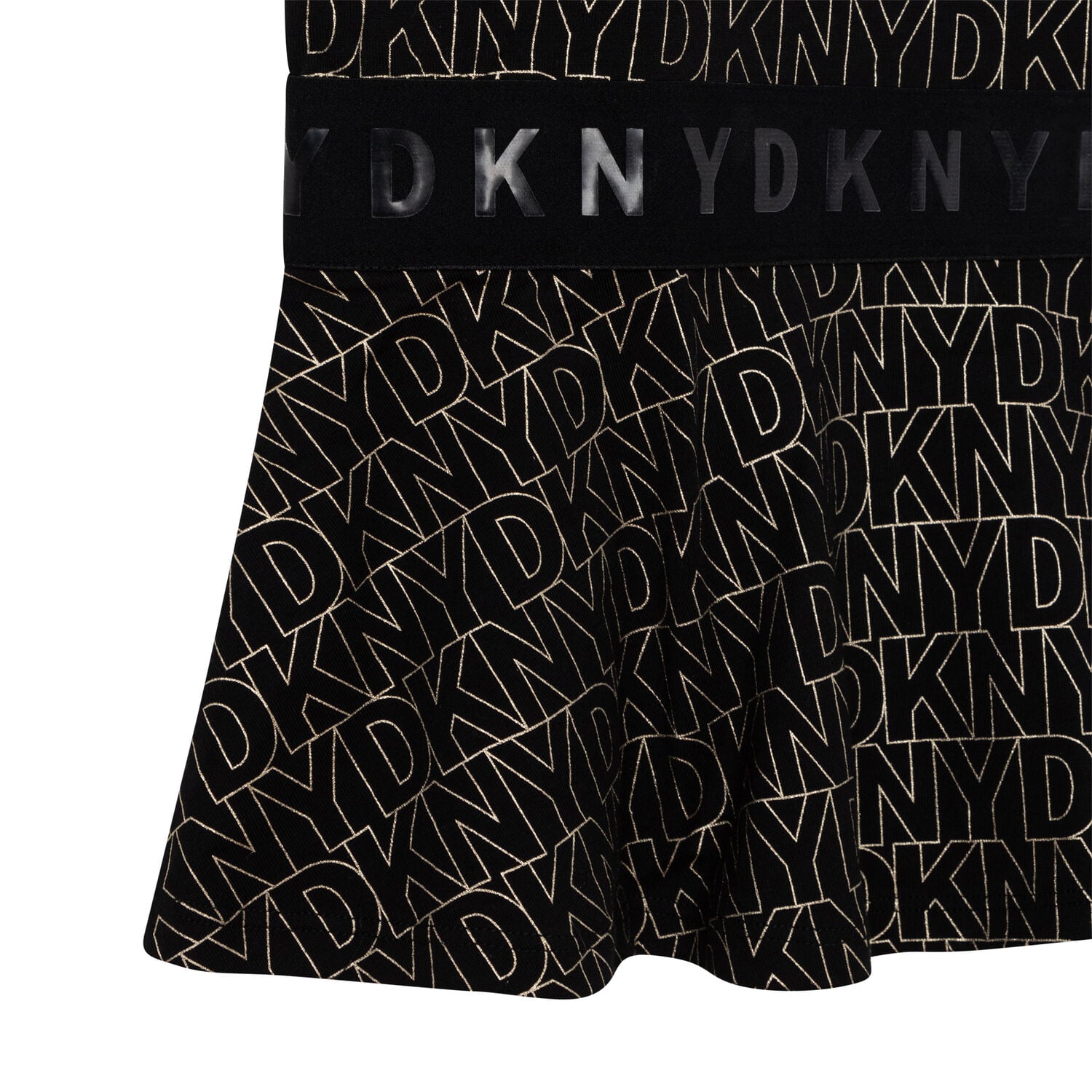 DKNY Girls Black & Gold Logo Dress | Junior Couture USA