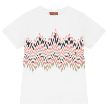Boys White Boys Zigzag T-Shirt