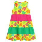 Girls Yellow, Pink, & Green Palm Leaves Dress, 1, hi-res