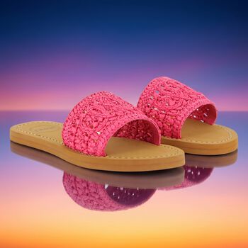 Girls Mini Me Pink & Beige Logo Sliders