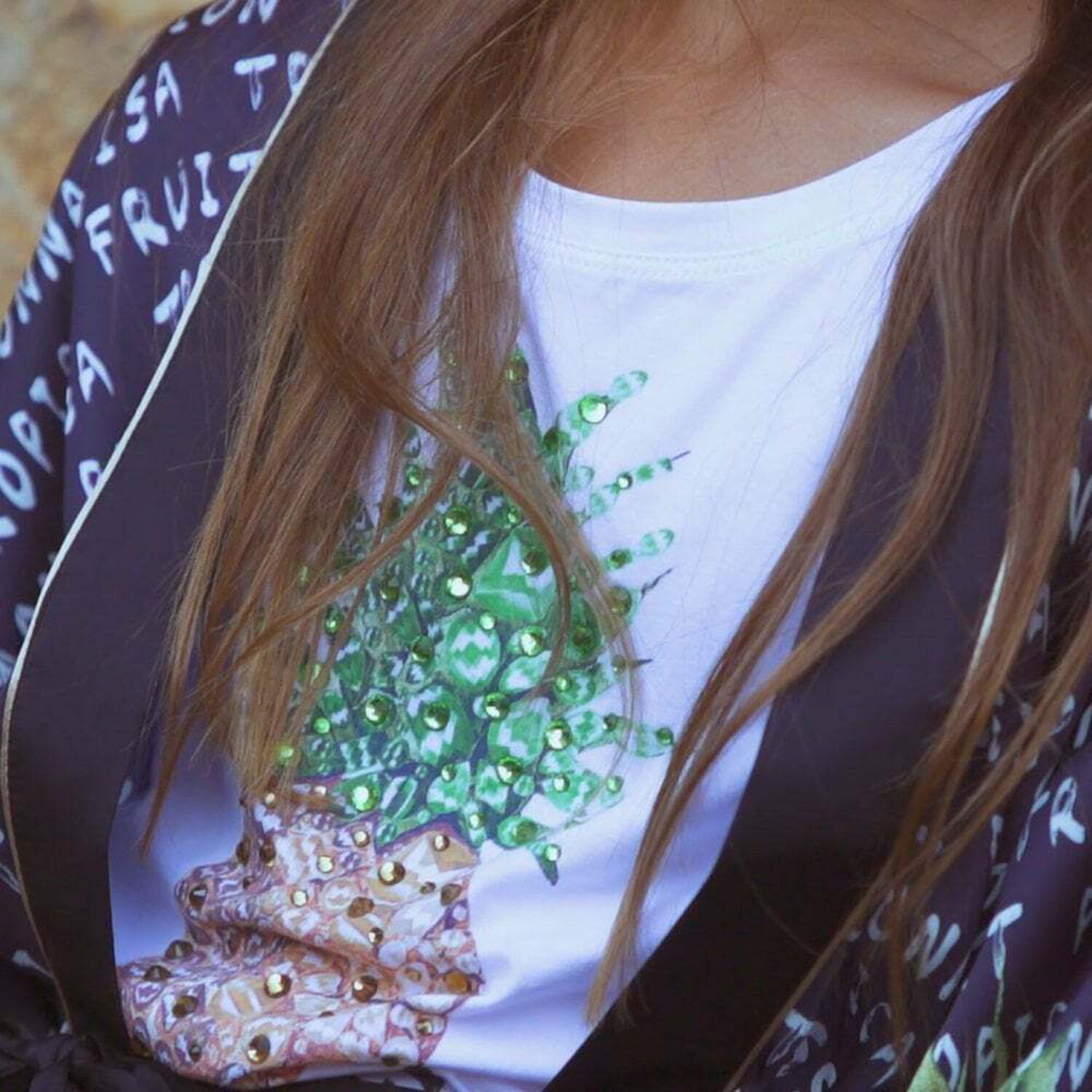 تيشيرت بطبعة الاناناس باللون الابيض للبنات , 1, hi-res image number null