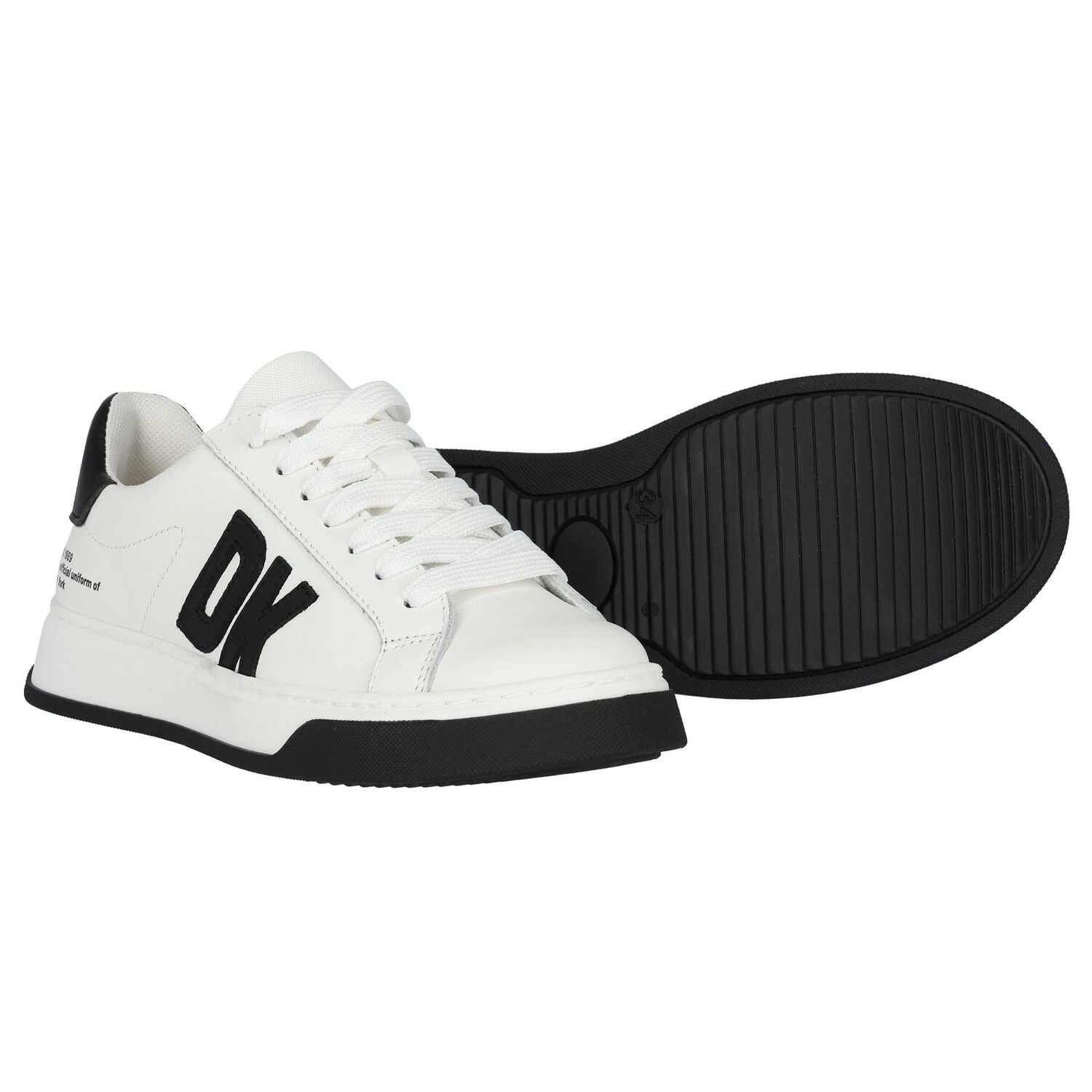 White & Black Leather Logo Trainers, 1, hi-res image number null