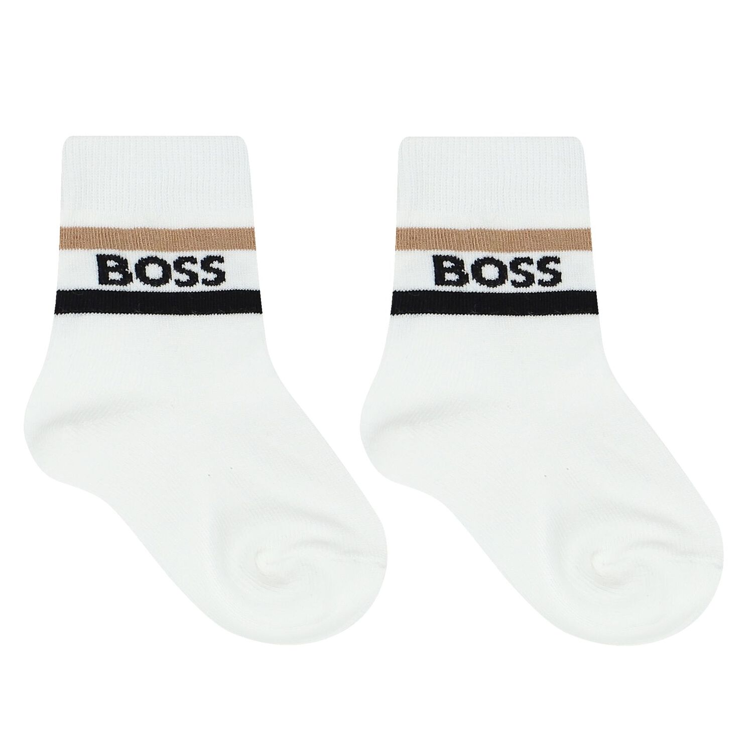 Baby Boys White Logo Socks ( 3-Pack ), 1, hi-res