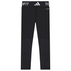 Girls Black Logo Leggings, 1, hi-res