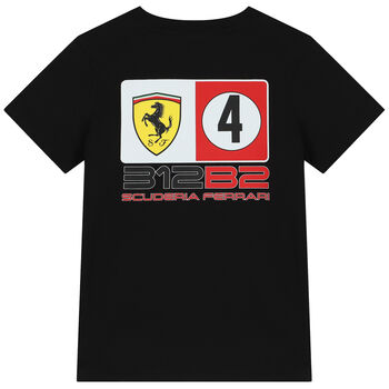 Black Logo Ferrari T-Shirt