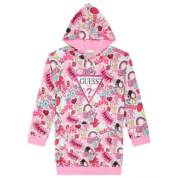Girls Pink Logo Hooded Dress