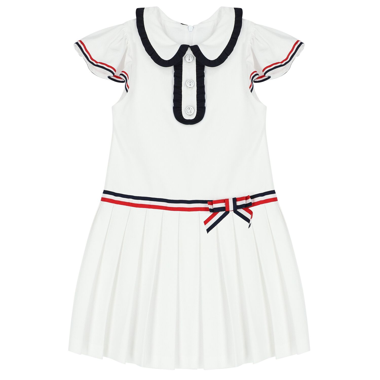 Girls White Pleated Dress, 1, hi-res image number null