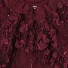 Baby Girls Burgundy 3D Flower & Sequin Ivy Dress, 2, hi-res