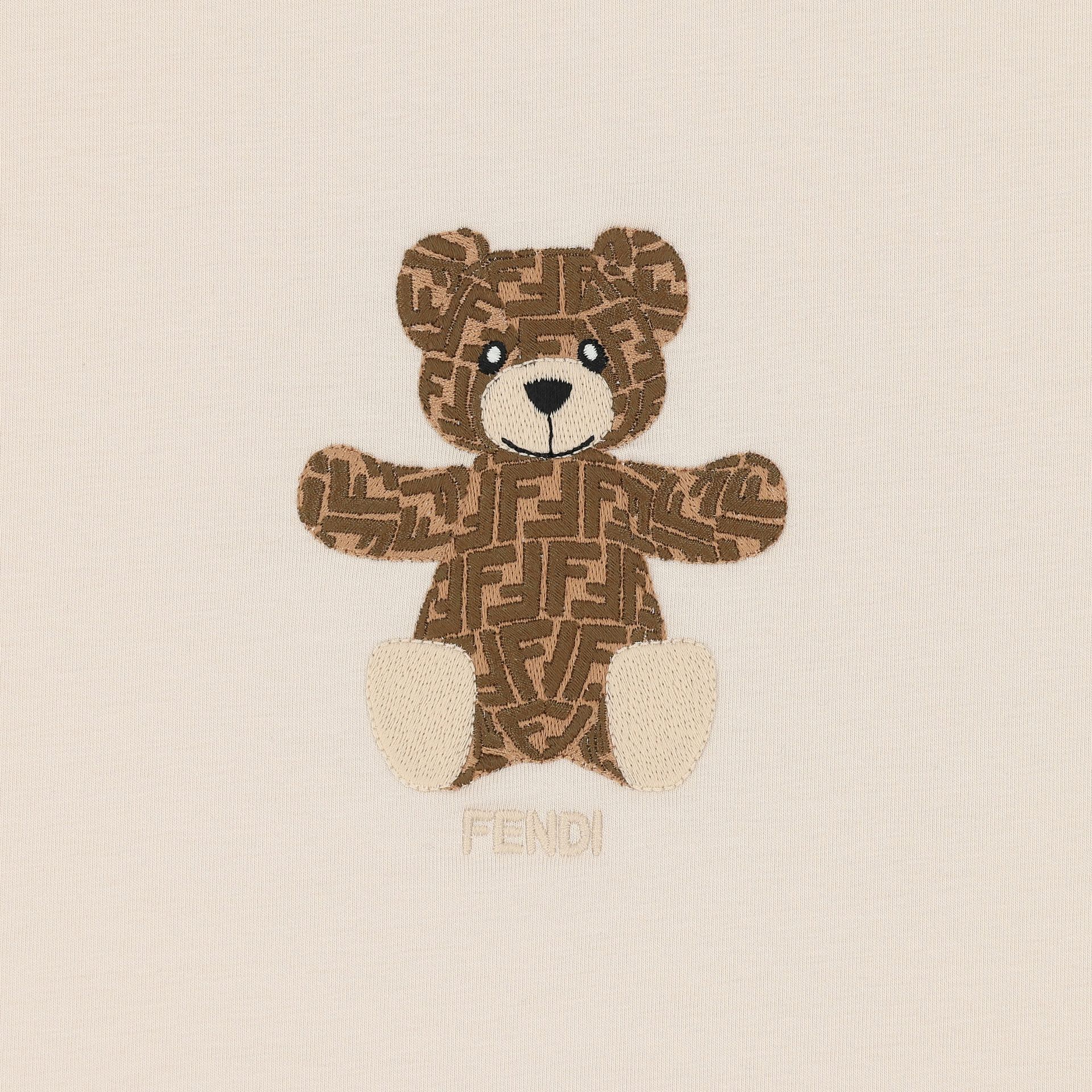 Fendi Beige Teddy Bear Logo Baby Blanket Junior Couture
