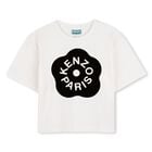 Girls White Boke Flower Logo T-Shirt, 1, hi-res