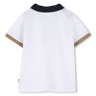 Younger Boys White Logo Polo Shirt, 1, hi-res