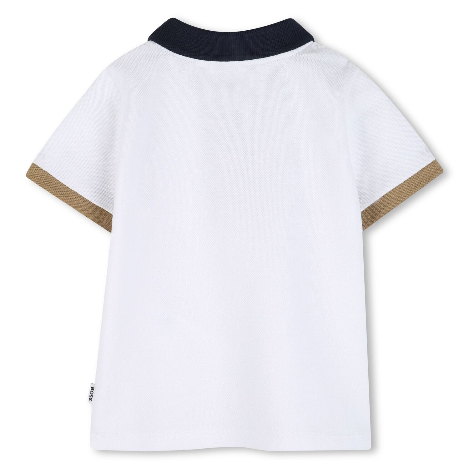 Younger Boys White Logo Polo Shirt, 1, hi-res