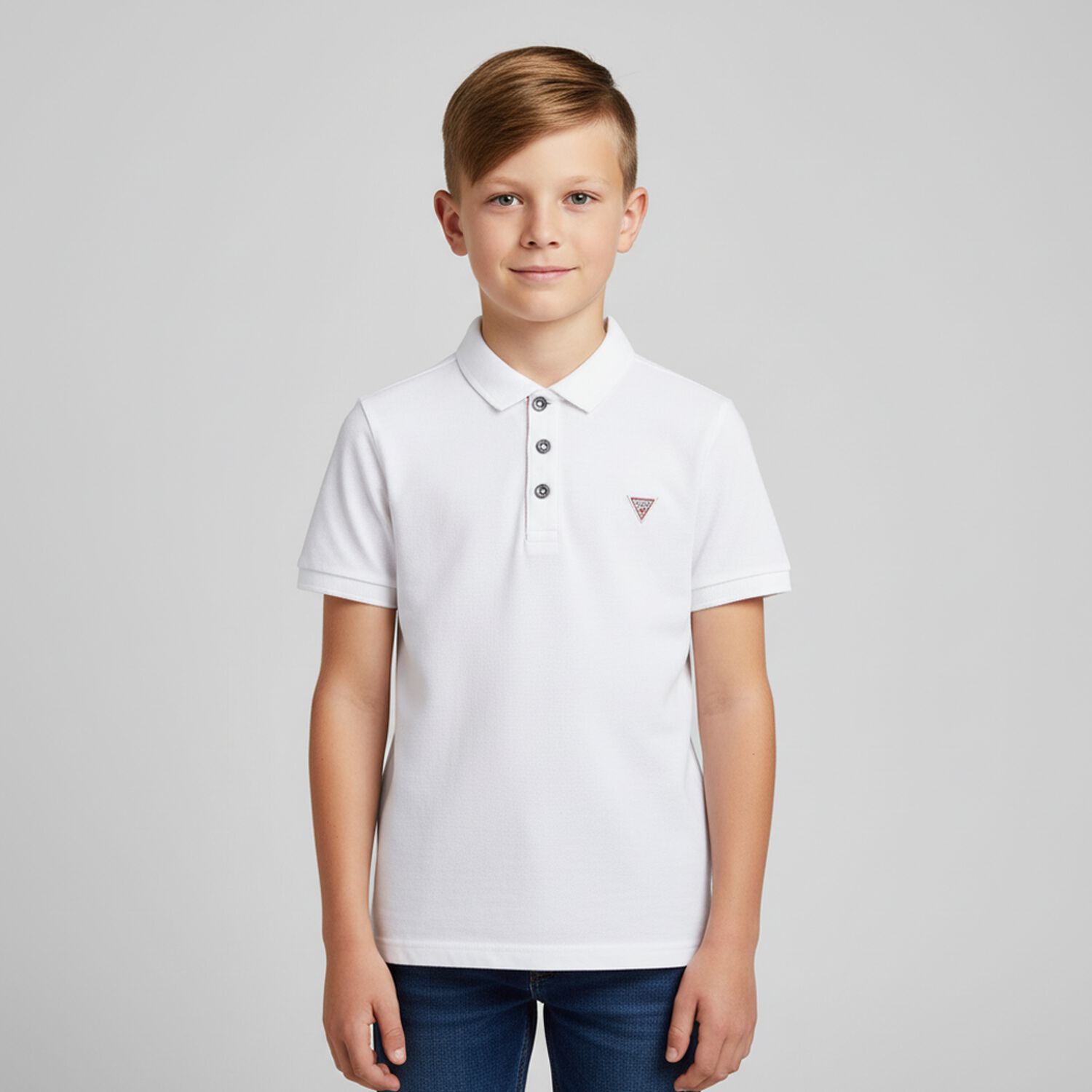 Boys White Logo Polo Shirt, 1, hi-res image number null