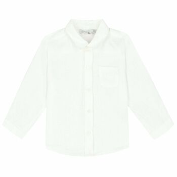 قميص كتان أبيض للاولاد