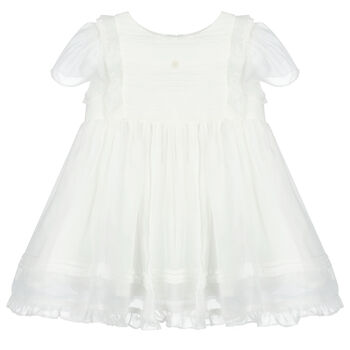 Younger Girls White Chiffon Dress