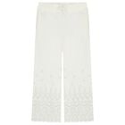 Girls Ivory Logo Broderie Anglaise Trousers, 1, hi-res