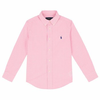 Boys Pink & White Logo Shirt