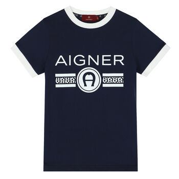 Boys Navy Blue Logo T-Shirt