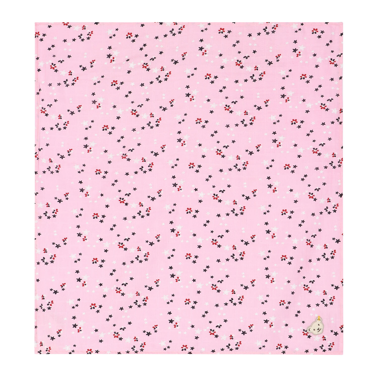 Baby Girls Pink & White Teddy Muslins, 1, hi-res