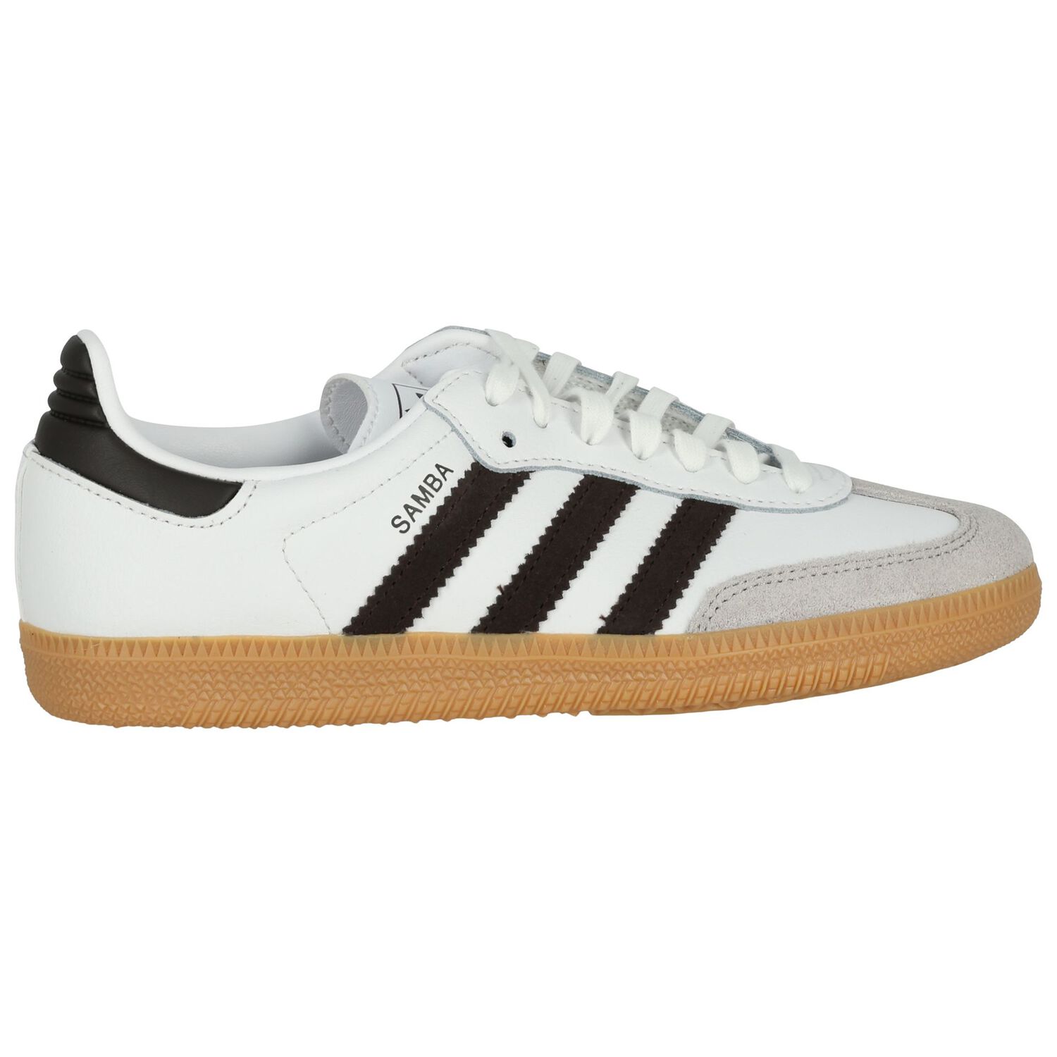 White & Brown Logo Samba Trainers, 1, hi-res