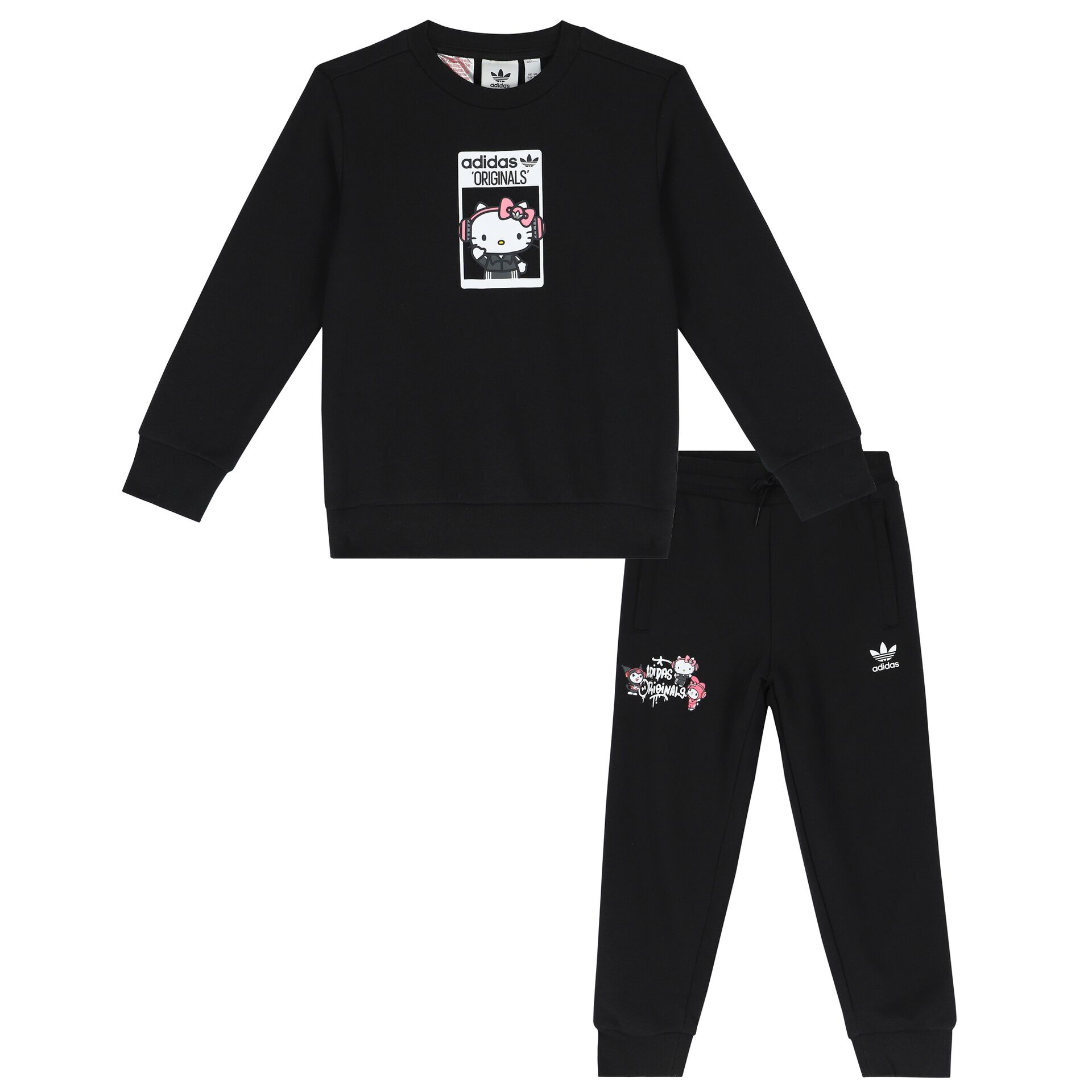 Adidas Kids Girls Black Hello Kitty Tracksuit Junior Couture USA