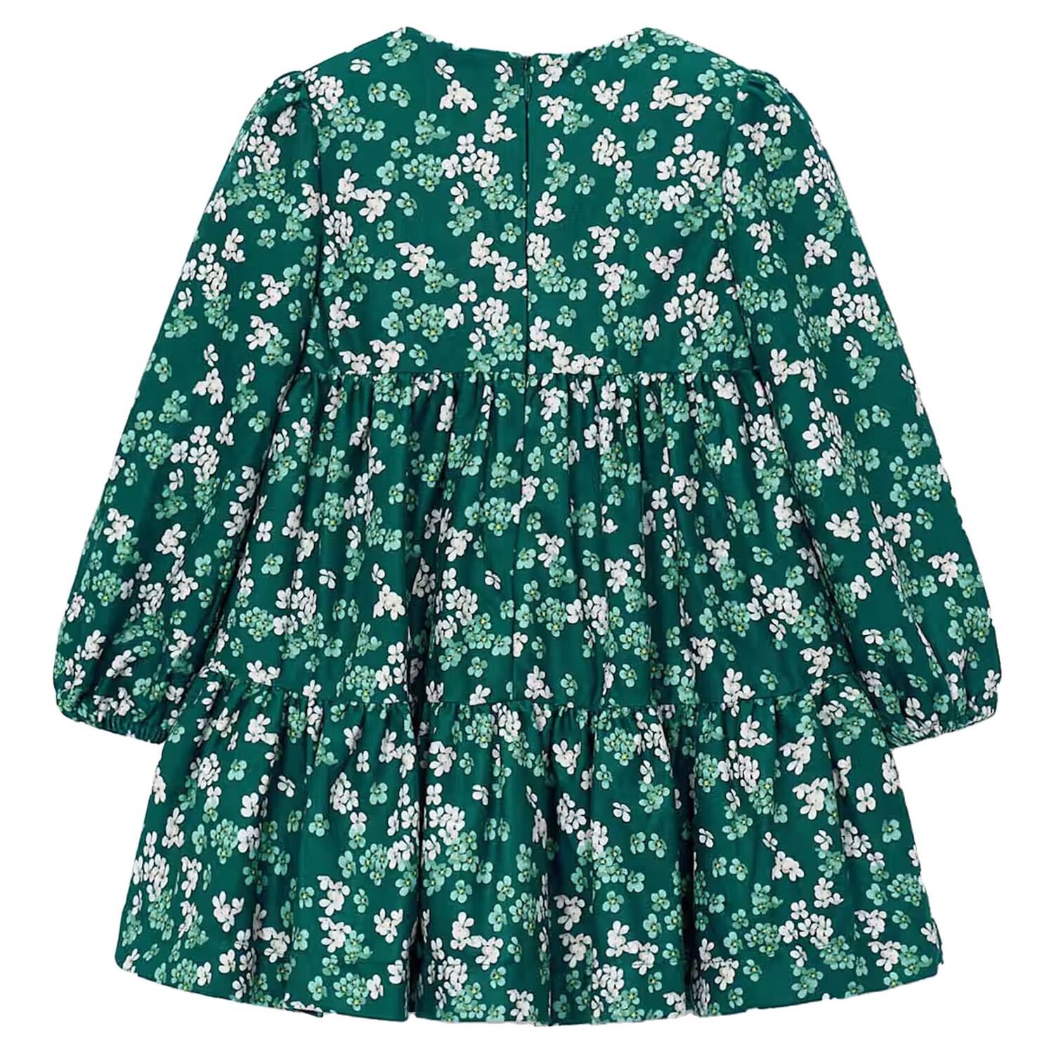 Girls Green Floral Dress, 1, hi-res