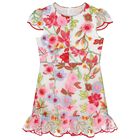 Girls Pink & Red Embroidered Floral Dress , 1, hi-res