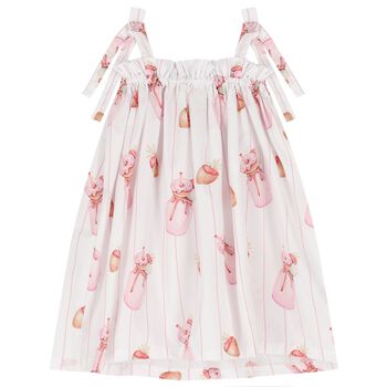 Girls White & Pink Milk Shake Beach Dress