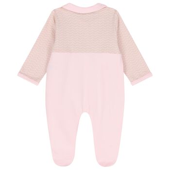 Baby Girls Pink & Gold Logo Babygrow