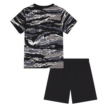 Younger Boys Black Logo Shorts Set