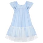 Girls Blue Dotted Tulle Dress, 1, hi-res