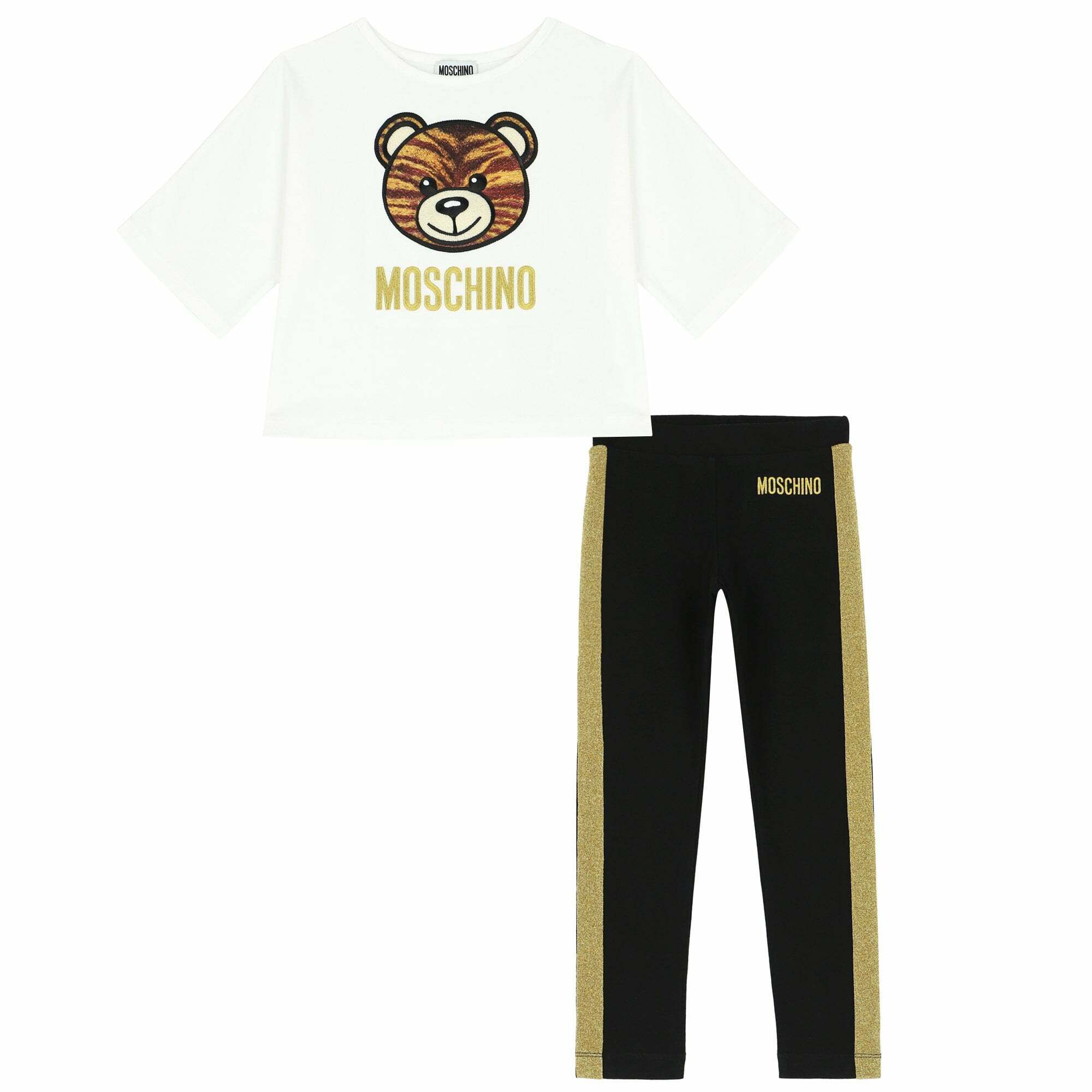 Girls Black Logo Leggings Set 