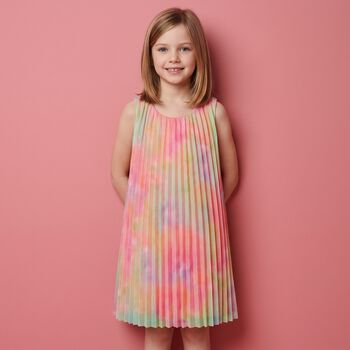 Girls Pink Pleated Dress