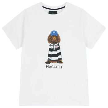 تشيرت بشعار كلب باللون الابيض للاولاد