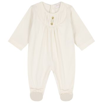 Baby Girls Ivory Logo Babygrow