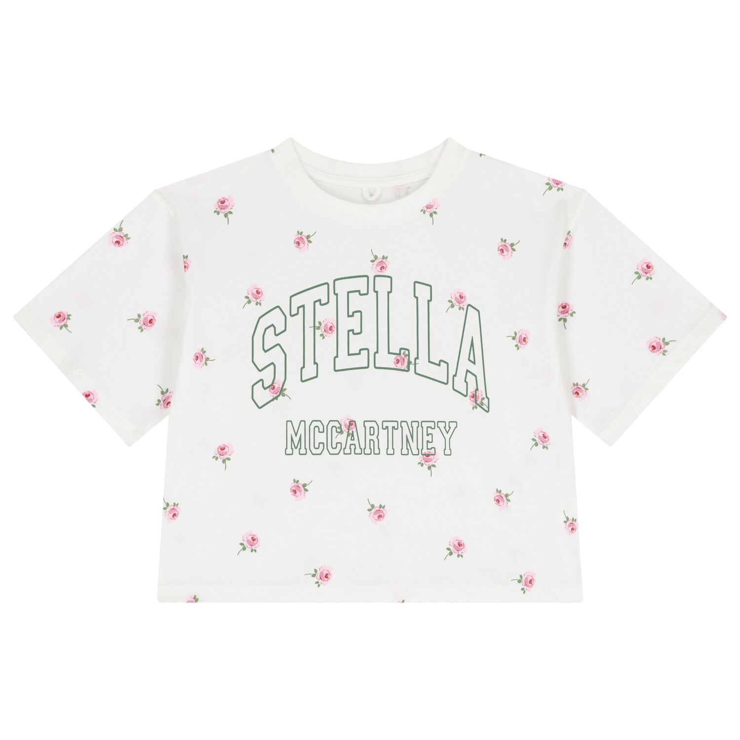 Girls White Floral Logo T-Shirt, 1, hi-res