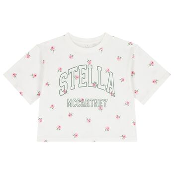 Girls White Floral Logo T-Shirt