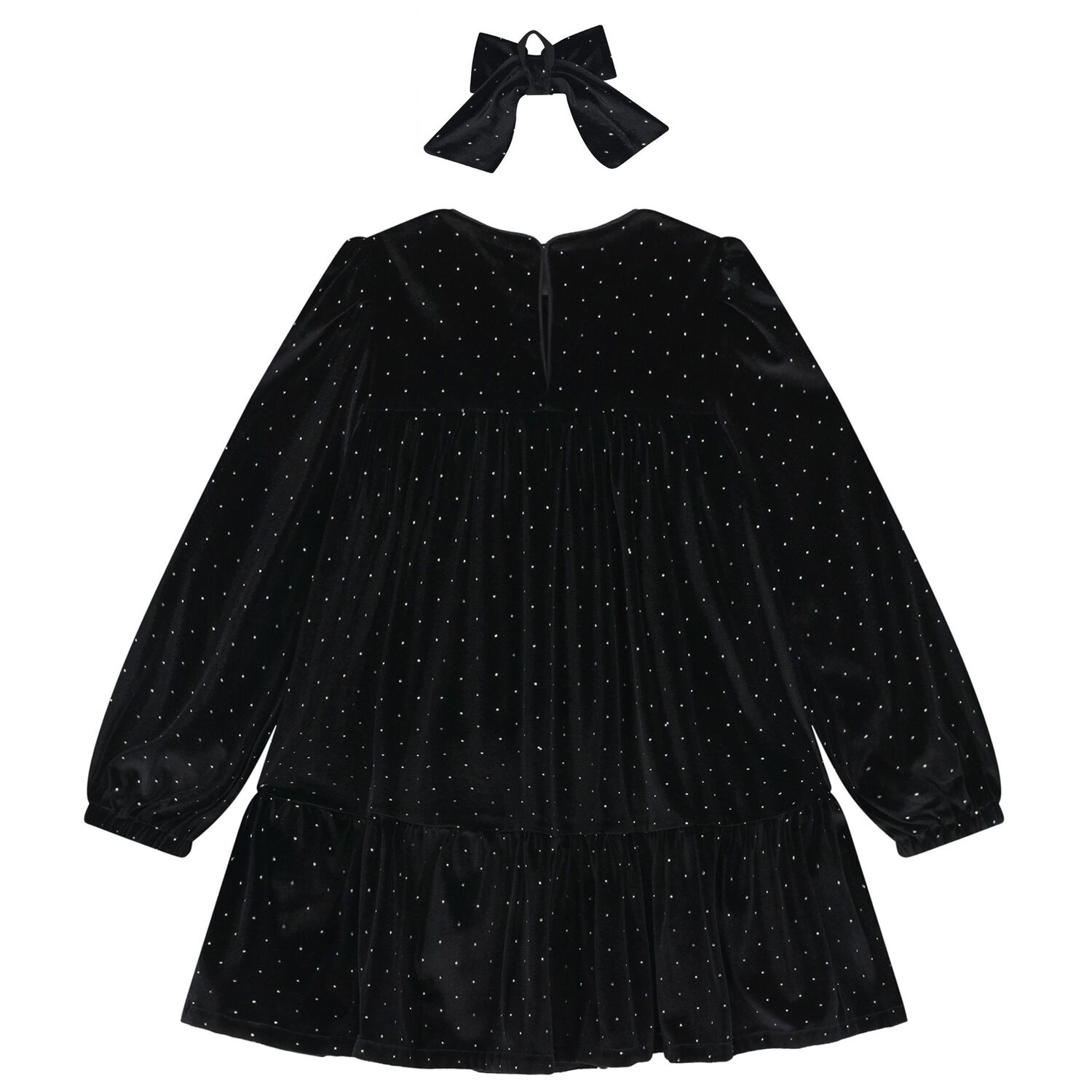 Girls Black Sparkle Velvet Dress Set, 1, hi-res
