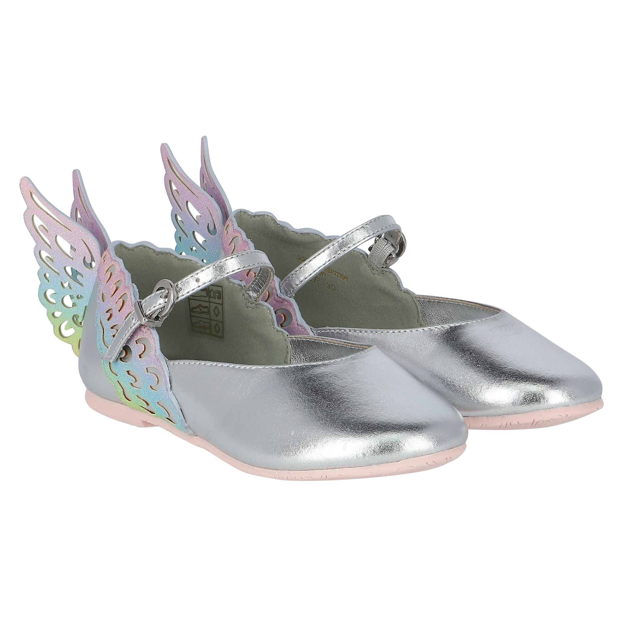 Sophia Webster Mini Girls Silver Ballerina Shoes Junior Couture