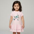 Younger Girls Pink Butterflies Logo Dress, 3, hi-res