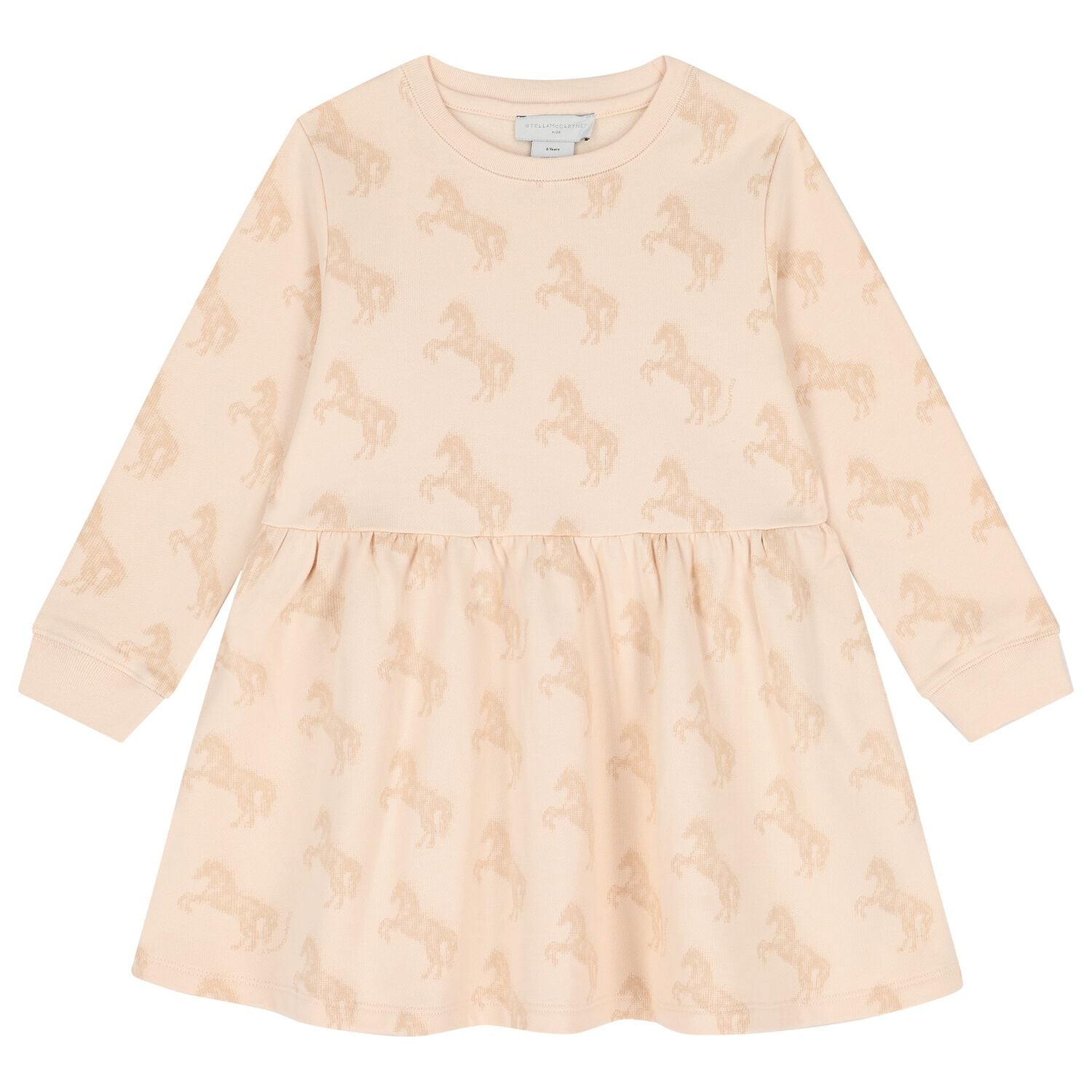 Girls Beige Horse Dress, 1, hi-res