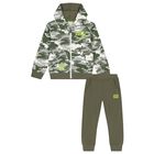Boys Green Camouflage Tracksuit, 2, hi-res