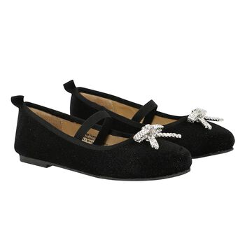 Girls Black Embellished Shoes