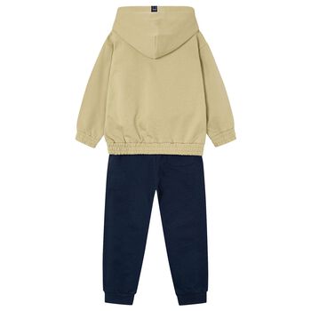 Boys Beige & Navy Blue Tracksuit