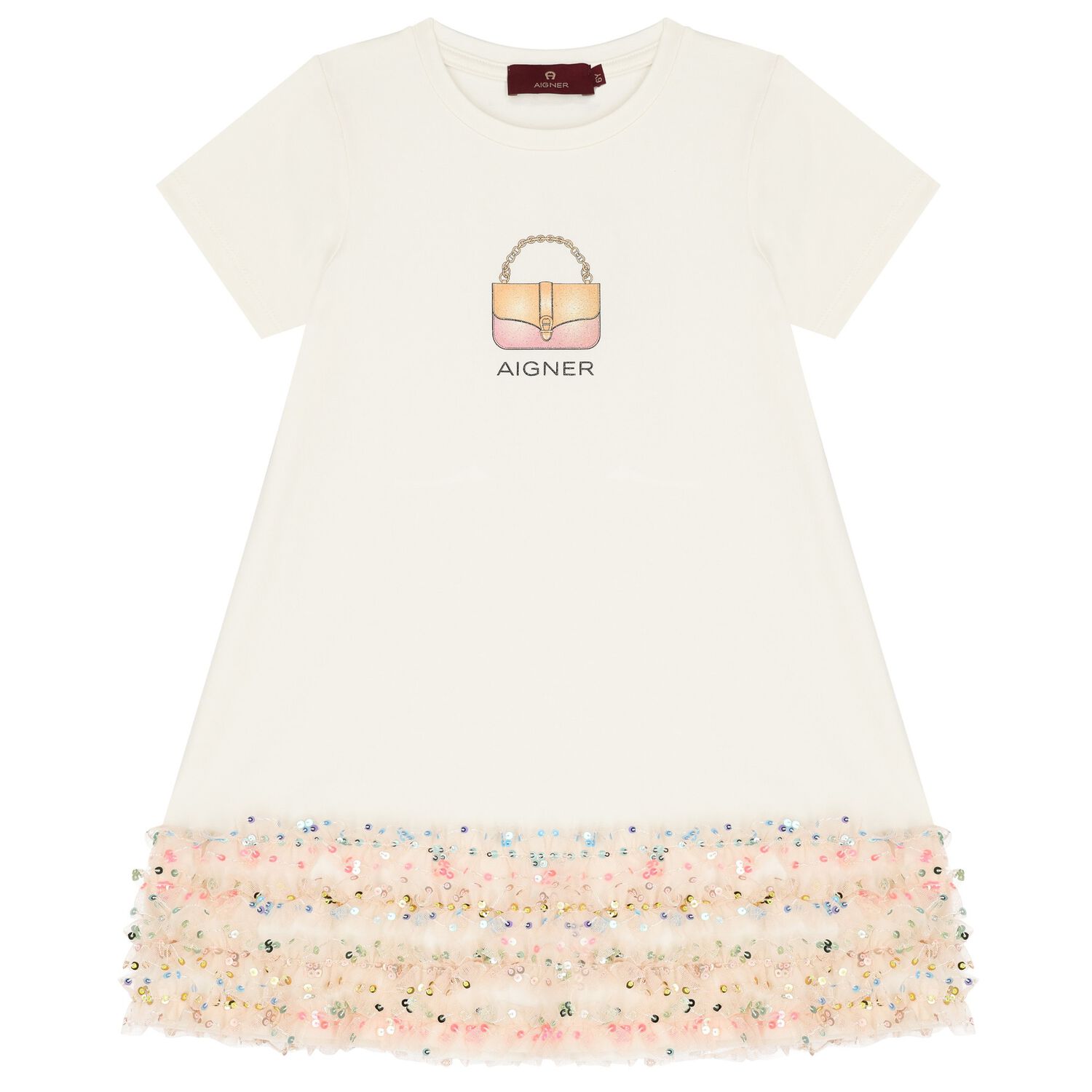 Girls Ivory Bag Sequin Dress, 1, hi-res