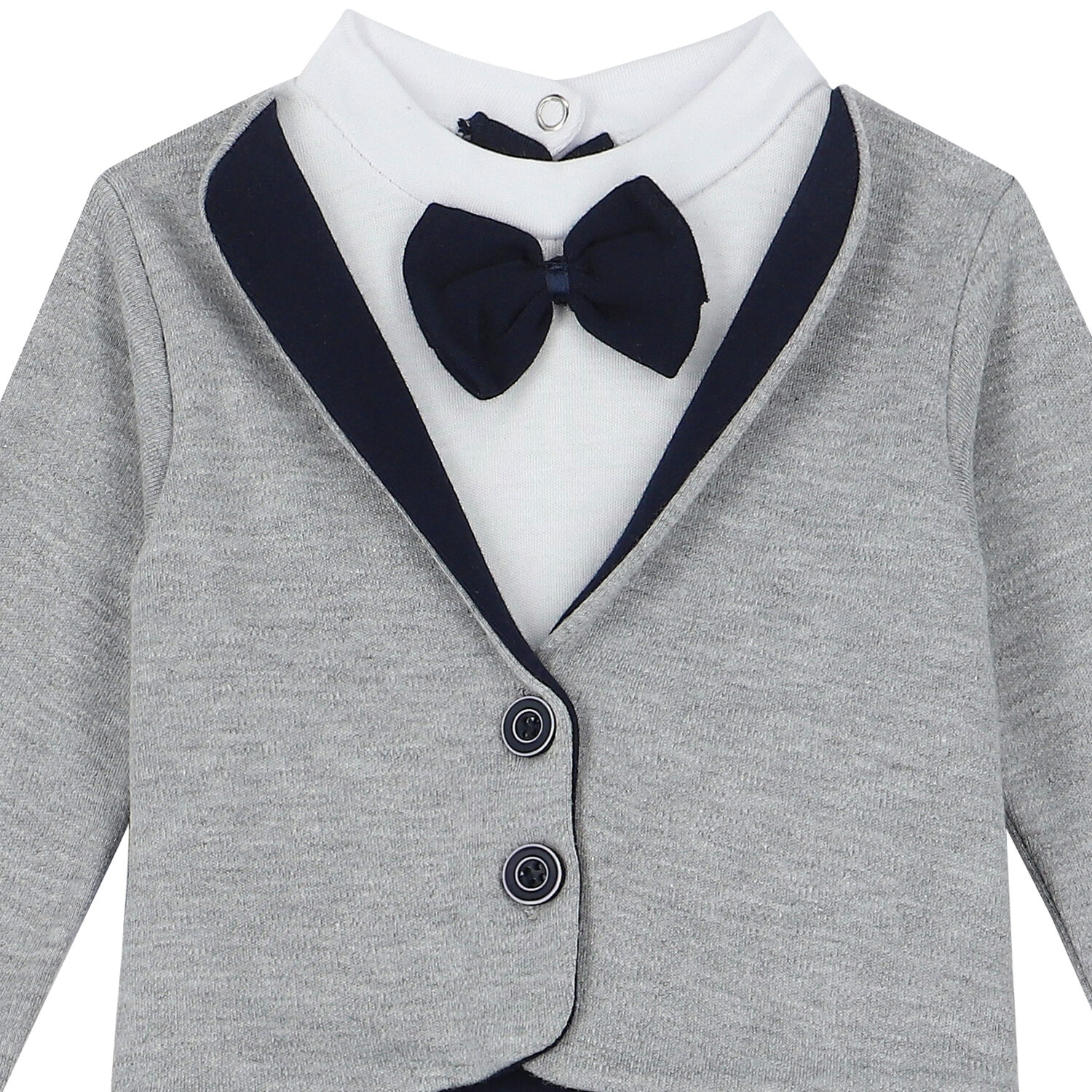 Baby Boys Grey & Navy Babygrow, 1, hi-res image number null