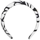 Girls Black & White Floral Padded Headband, 1, hi-res
