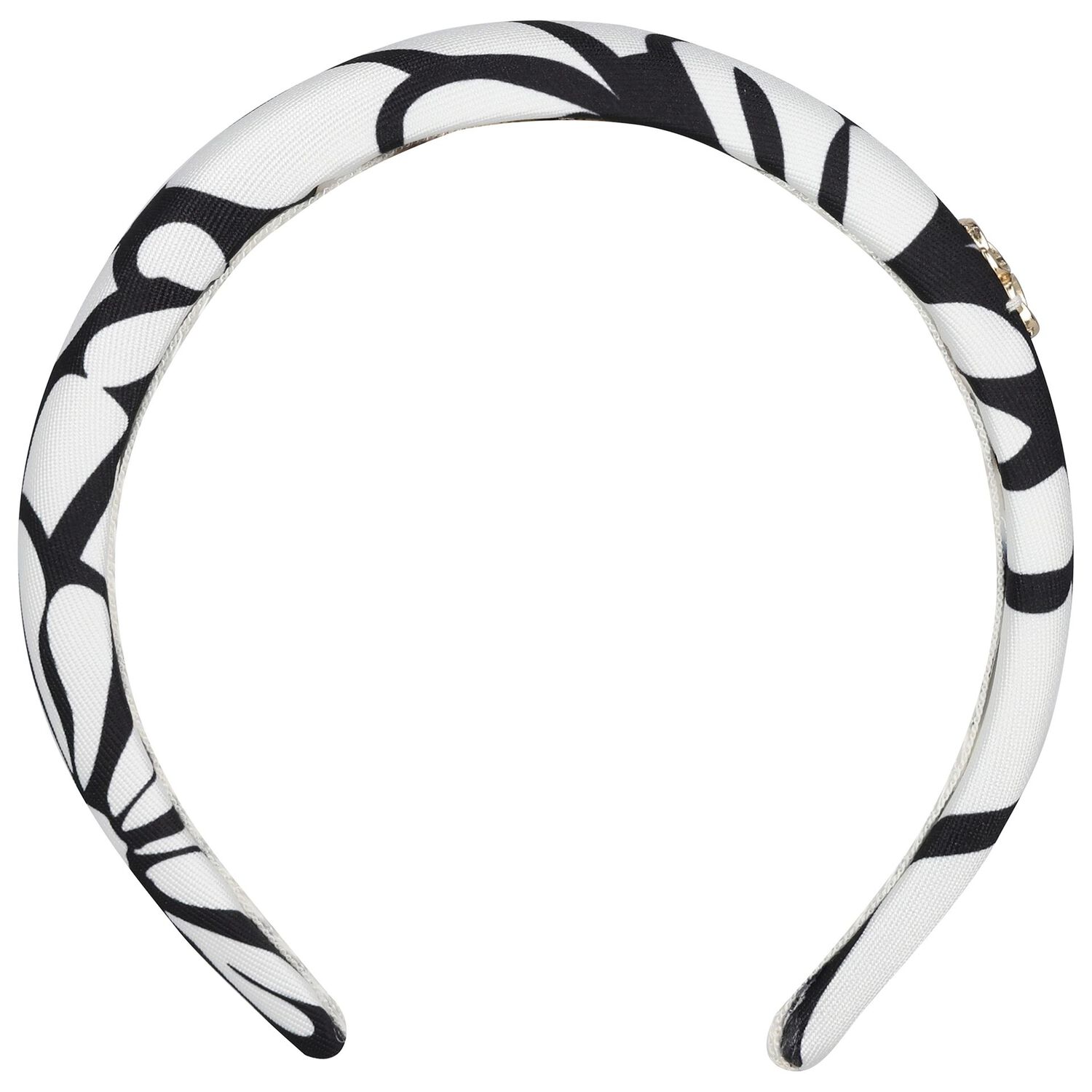 Girls Black & White Floral Padded Headband, 1, hi-res