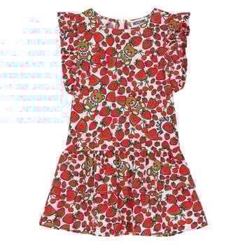 Girls Red Printed Dress
